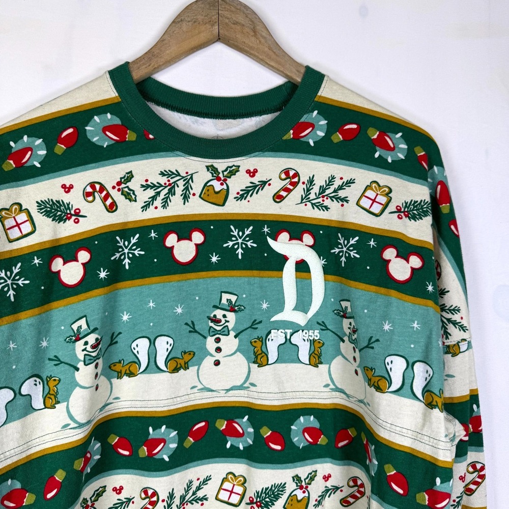 Disneyland Resort Holiday Christmas Snowman Spirit Jersey Men's Small Striped - Picture 5 of 7